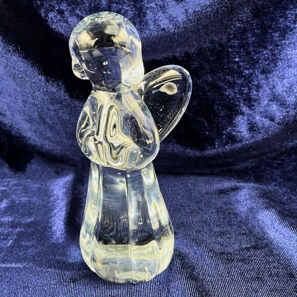 Vintage Glass Praying Angel Figurine Clear Blown Glass Religious Home Decor - Picture 3 of 6